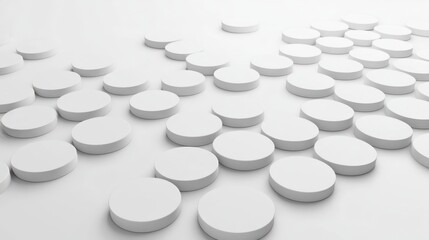 White Circles Scattered on White Background