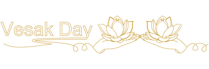 line art hand illustration background with a text vesak day