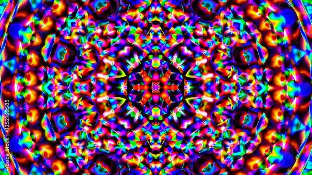 Poster colorful kaleidoscope pattern with abstract symmetrical design, vibrant psychedelic concept