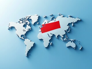 Fototapeta premium 3D Pixelated World Map with Red Rectangular Area