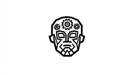 Abstract mechanical head design, futuristic artwork, suitable for technology, science fiction themes