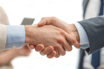 Obraz premium Professional handshake in a business environment, symbolizing trust, partnership, mutual respect, and successful corporate agreements.