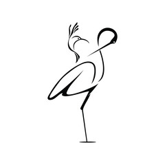 Naklejka premium Minimal Flamingo and Hummingbird Line Art Vector Illustration