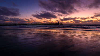 Fototapeta premium Sunrise, Blue Hour on Blyth Beach Northumberland