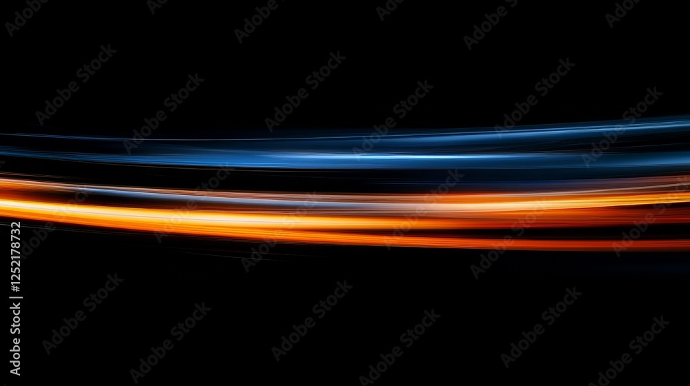 Poster light trails on a black background, abstract motion and speed concept