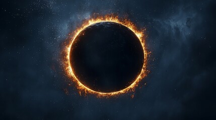 Fiery celestial orb, cosmic event, space scene, artistic illustration