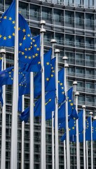 parliament front eu building waving brus european flags europa flag european union commission eu parliament brussels government summit belgium community business building architecture euro