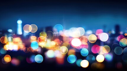 Colorful Bokeh City Lights At Night
