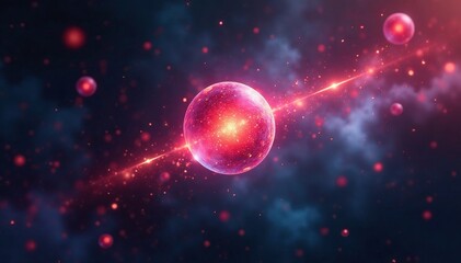 Light rays illuminating a glowing gas molecule, atomic, , gas