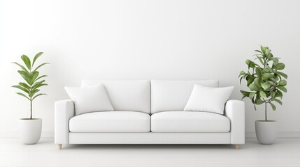 Minimalist white sofa in modern living room