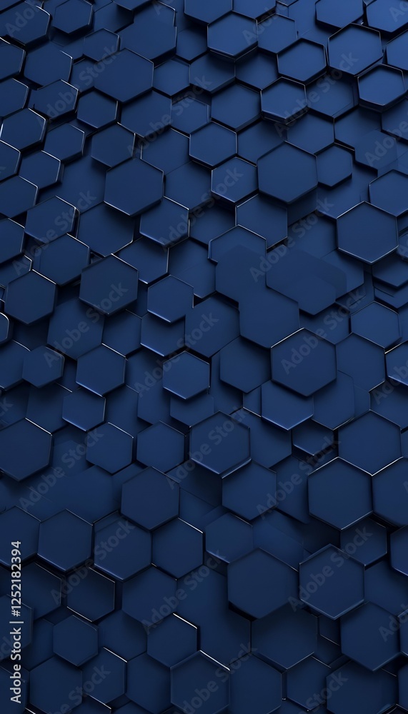 Wall mural dark rendering background blue hexagonal texture illustration 3d 3d blue dark three-dimensional abst