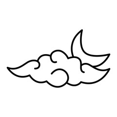 cloud and moon doodle transparent background