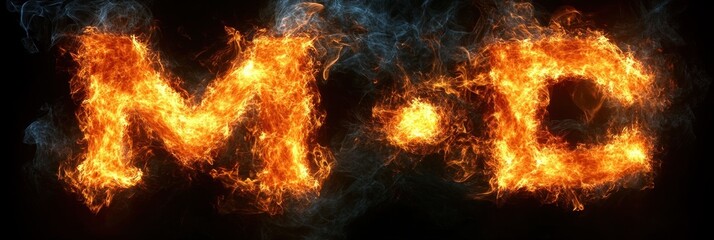 Fiery Letter M in Flames Surrealism Dynamic Composition Smoke Typography Graphic Resource