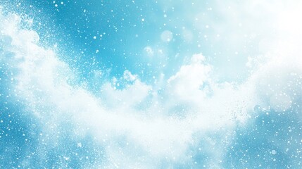 Bright Blue Sky with Soft Clouds and Sparkling Water Droplets