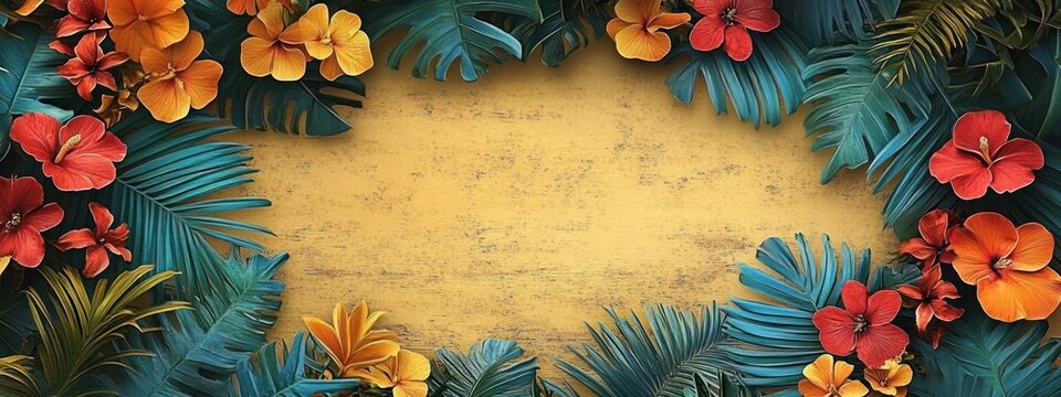 Hawaiian Tropical Luau Party Invitation Template Tiki Floral Backgrounds for Celebrations and Events