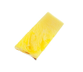One slice of ripe pineapple isolated on white