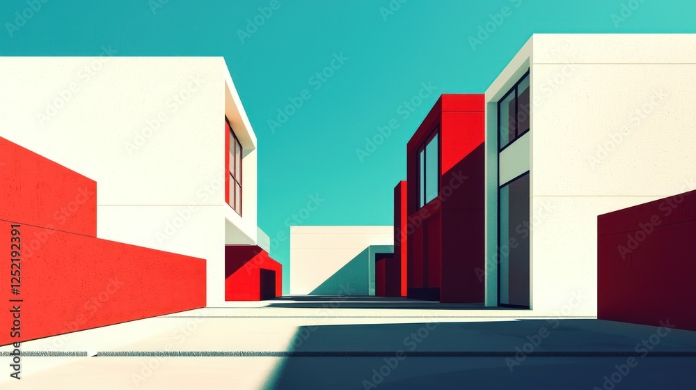Aufkleber A minimalist design showing abstract elements of urban property development.