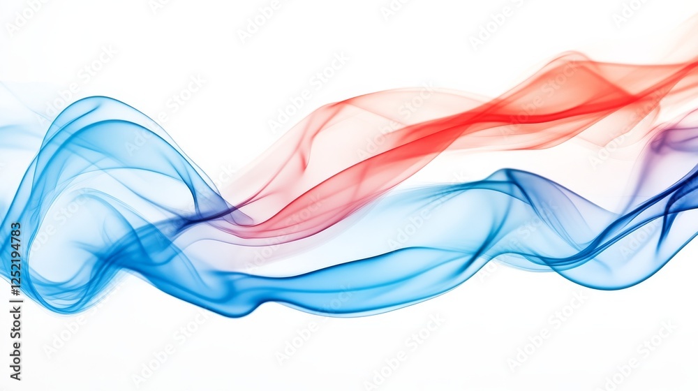 Poster abstract waves of red and blue colors flowing dynamically, modern art concept