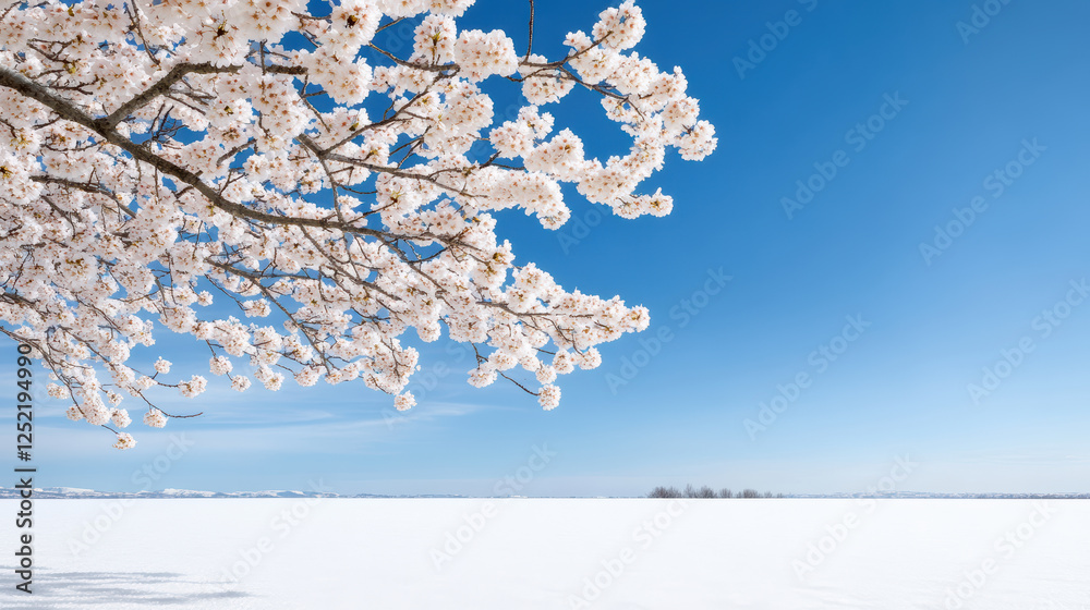 Canvas Prints stunning cherry blossom tree in full bloom against clear blue sky