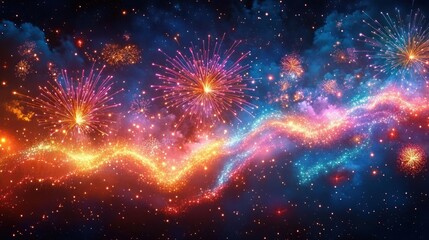 Fototapeta premium Fireworks New Years Eve Celebration 2025 Colorful Night Sky Festival Party Event