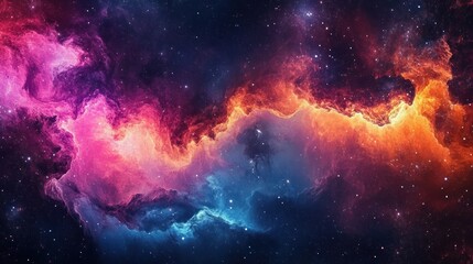 Obraz premium vibrant nebula and galaxy swirling in deep space showcasing the wonders of the universe in colorful abstract art