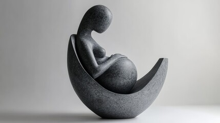 Sculpture of a pregnant woman seated in a graceful position, showcasing the beauty of motherhood and life