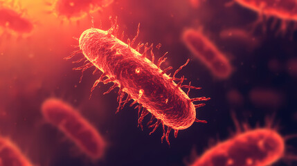 Microbes, bacterium, scarlet abstract background, modern, png, invisible background, extracted background, die-cut art. Invisible Beings. Illustration