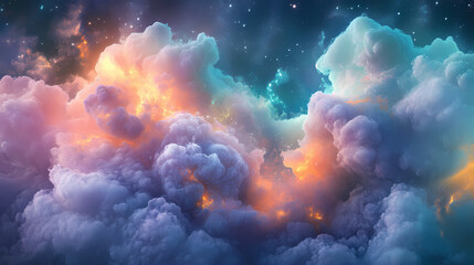 Microscopic airborne bacteria suspended in an invisible cloud, surreal representation with glowing edges and vivid contrasts, a mix of science and creative imagination. Invisible Beings. Illustration