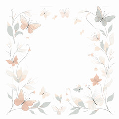 Elegant butterfly frame with soft pastel floral elements