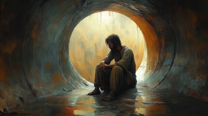 Prophet Jeremiah Imprisoned in Well Biblical Story Illustration of Suffering for Faith and Devotion