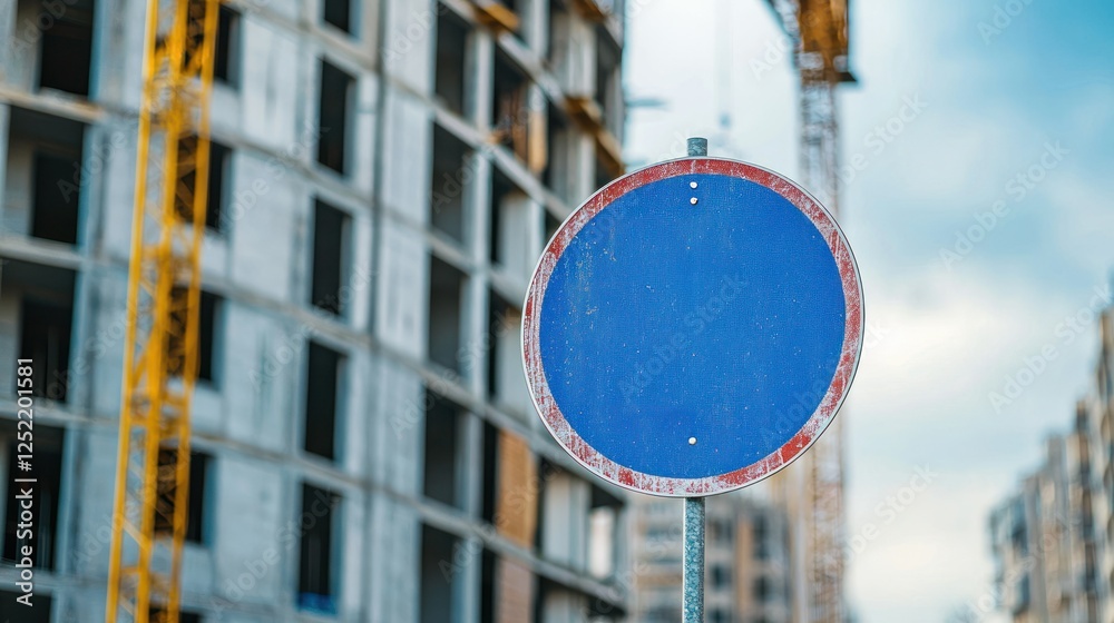 Poster a signboard at a construction site indicating a future property development.