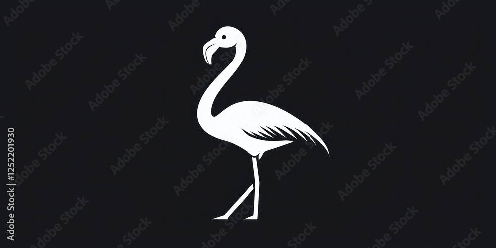 Poster A simple, minimalistic flamingo icon in black and white, perfect for modern design use. 