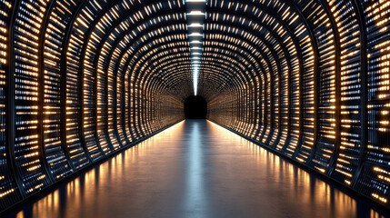 futuristic tunnel illuminated by bright lights creates captivating atmosphere