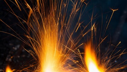 Scattering Glowing Embers Over a Dark Charcoal Background