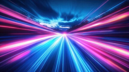 Futuristic Cityscape Dynamic Motion with Neon Lights and Long Exposure Effect