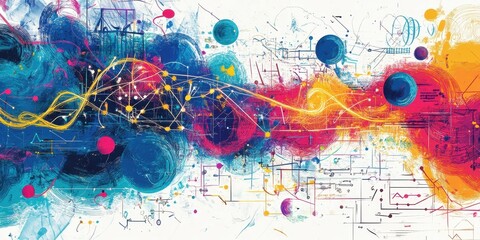 Vibrant abstract artwork representing data flow and connections visually