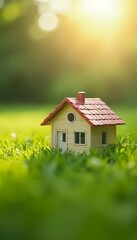 small green life home space copy model grass concept background sunlight abstract home estate banking offer miniature professional housing project build architecture autumn backyard business buy