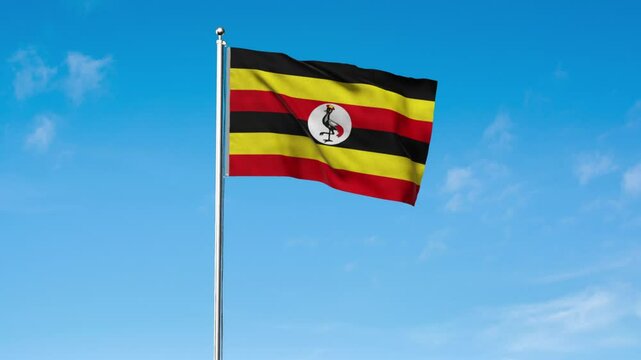 High detailed flag of Uganda. National Uganda flag. Africa. 3D Render.