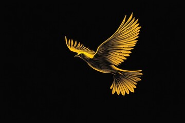 Obraz premium Artistic depiction of a golden bird in flight