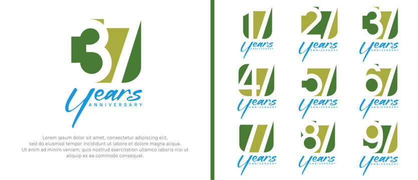 anniversary logo set. vector design green color can be use for celebration moment
