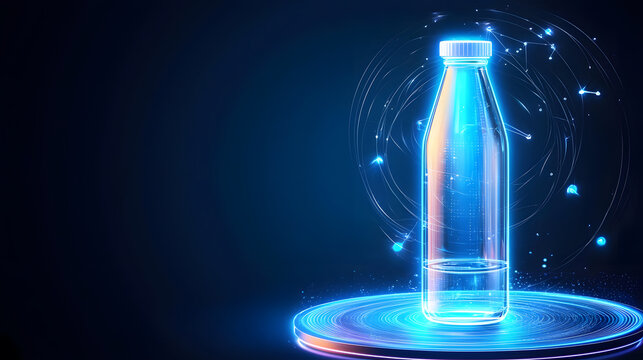 Innovative digital representation of a milk bottle virtual environment 3d render futuristic design
