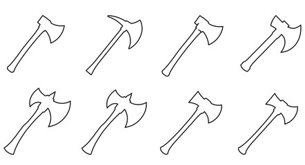 Simple Black Outline Ax Designs for Various Uses