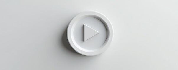 Minimalist white play button on studio background, modern simplicity concept