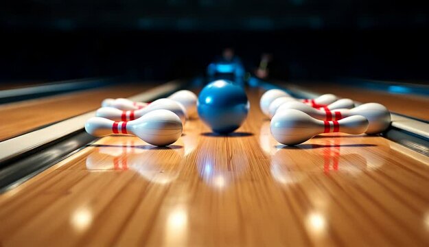 Bowling Strike Action, A Captivating Moment of Sporting Precision