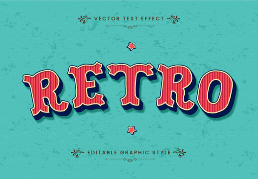 Red And Blue Vintage Striped Bold font Decorative Retro Text Effect
