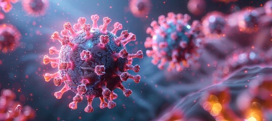 3D Rendering of Dangerous Coronavirus Molecule, COVID-19, Sars-CoV-2, Realistic Virus, Outbreak