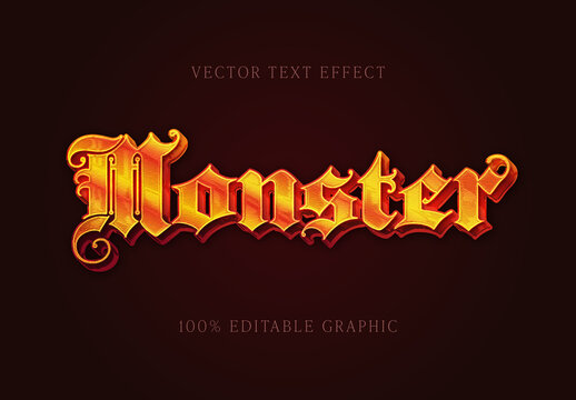 Gold and Red Medieval Font Gothic Vintage Text Effect