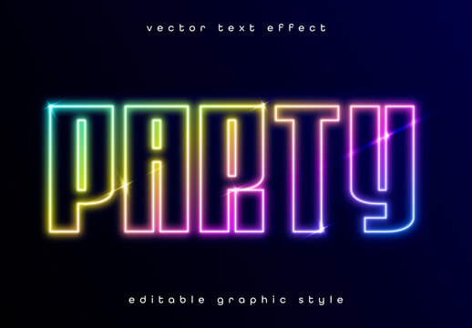 Rainbow and Neon Party Glow Font Futuristic Text Effect