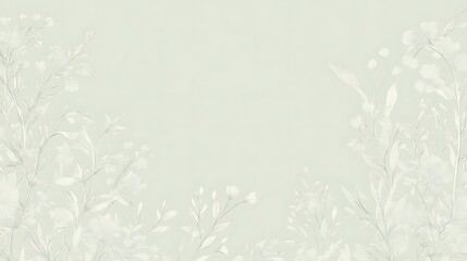 Delicate White Floral Design on Pale Green Background