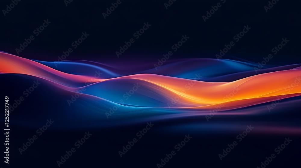 Poster abstract wavy colorful pattern on dark background, digital artwork. modern art and design concept